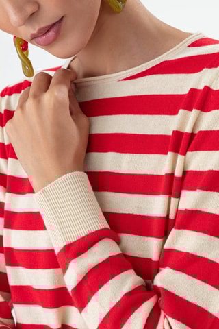 Pull - Beige et rouge
