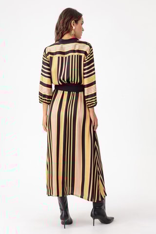 Jurk en riem - Zwart, beige, geel en roze