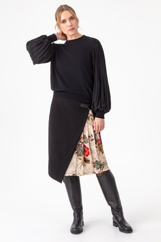 Asymmetrische Plissérok - Zwart en multicolor