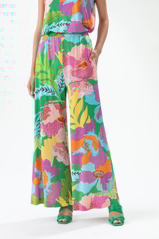 Pantalon - Vert, jaune et rose