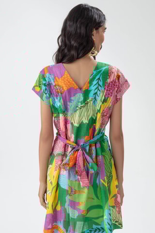 Jurk - Groen, geel en roze