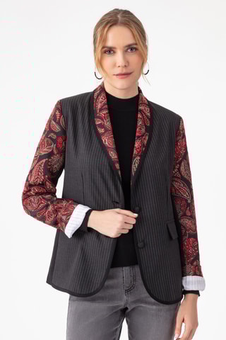 Veste - Noir, beige, rouge et gris