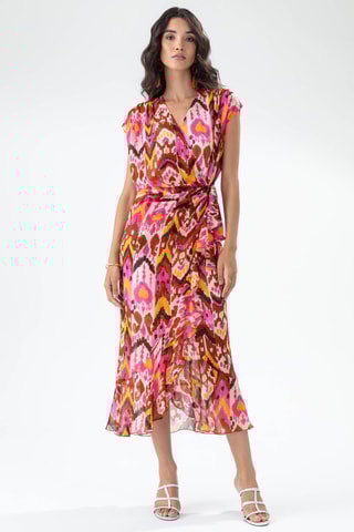 Lange Jurk - Wit, oranje en roze