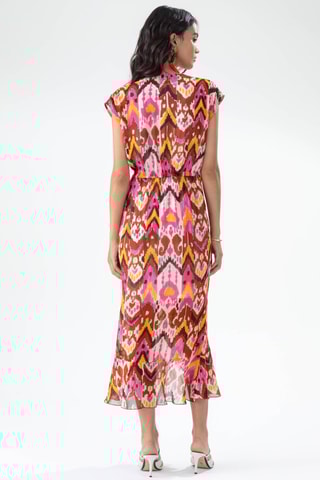 Lange Jurk - Wit, oranje en roze