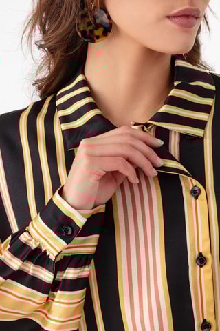 Chemisier - Blanc, noir, jaune et rose