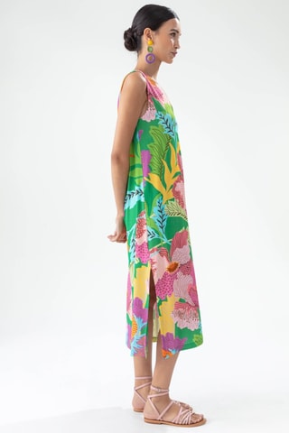 Jurk - Groen, geel en roze