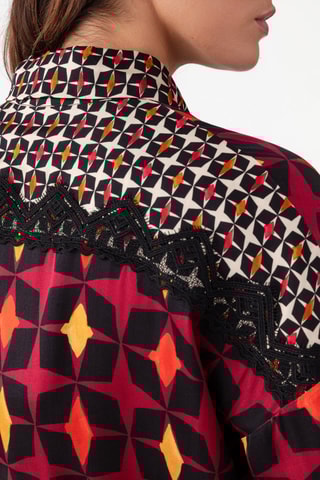 Blouse-jurk - Zwart, rood en geel