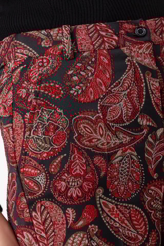 Pantalon - Noir, beige et rouge