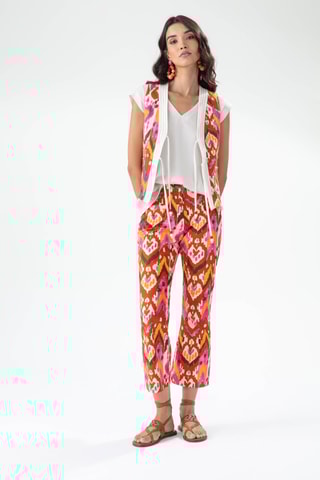 Pantalon - Blanc, orange et rose