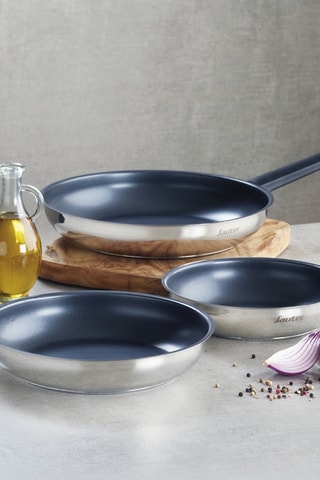 3 sartenes antiadherentes de acero inoxidable - 20, 24 y 28 cm