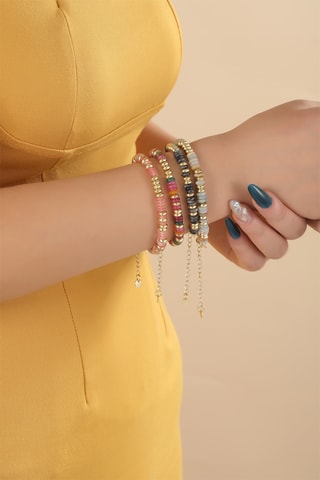 Bracelet - Plaqué or jaune et agates