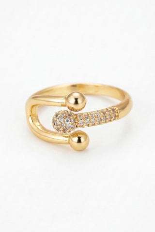 Bague - Plaqué or jaune et zircons