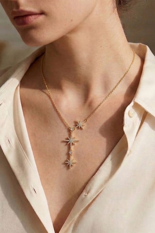 Collier - Plaqué or jaune et zircons