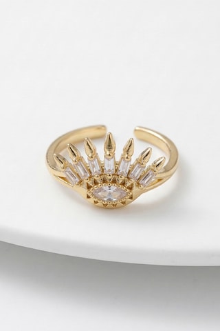 Bague - Plaqué or jaune et zircons