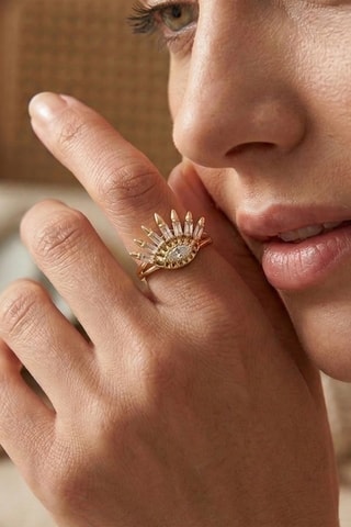 Bague - Plaqué or jaune et zircons