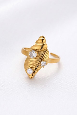 Bague - Plaqué or jaune et zircons