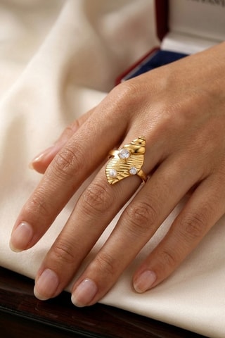 Bague - Plaqué or jaune et zircons