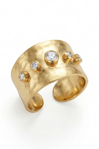 Bague - Plaqué or jaune et zircons