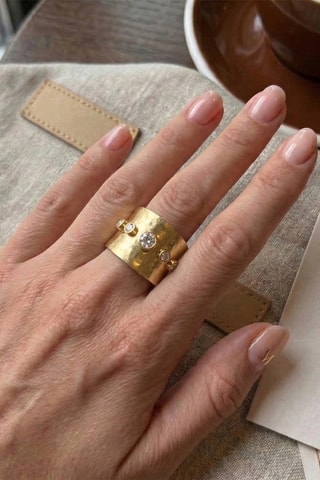 Bague - Plaqué or jaune et zircons