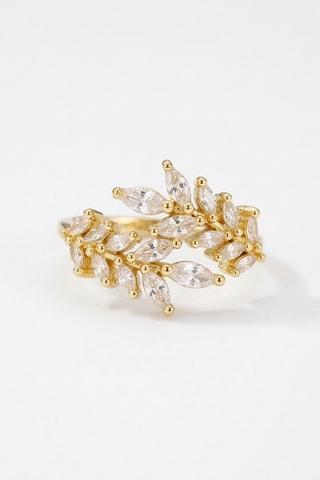 Bague - Plaqué or jaune et zircons