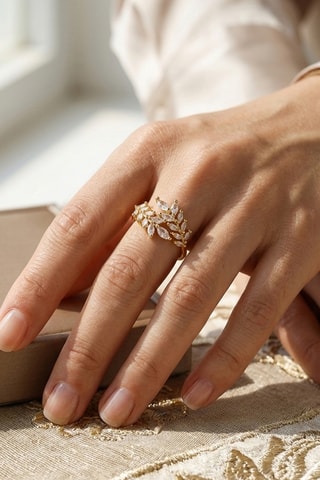 Bague - Plaqué or jaune et zircons