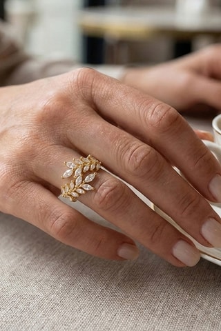 Bague - Plaqué or jaune et zircons