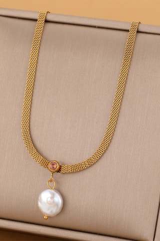 Collier - Plaqué or jaune et zircon