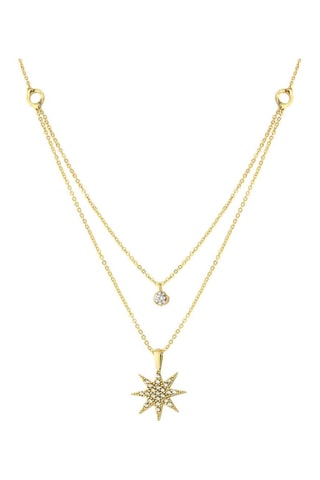 Collier - Laiton plaqué or & zircons