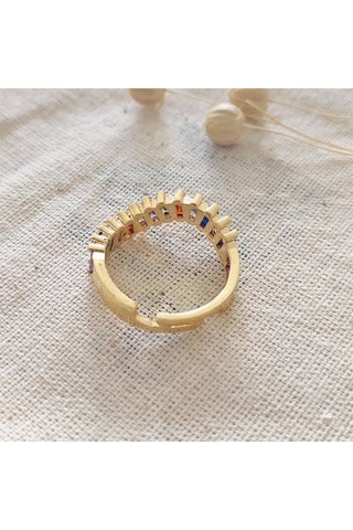 Bague ajustable - Laiton plaqué or & zircons