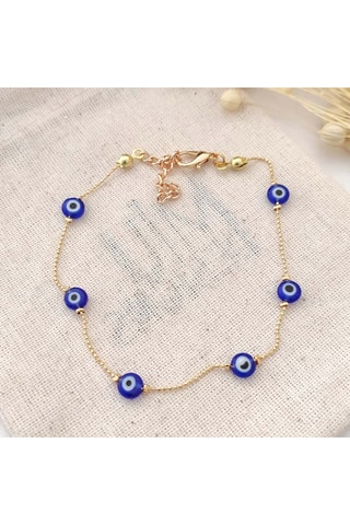 Bracelet de cheville avec perles œil - Laiton plaqué or