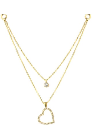 Collier coeur - Laiton plaqué or & zircons