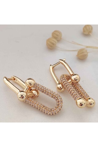 Boucles d'oreilles - Laiton plaqué or & zircons
