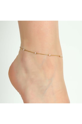 Bracelet de cheville avec perles - Laiton plaqué or