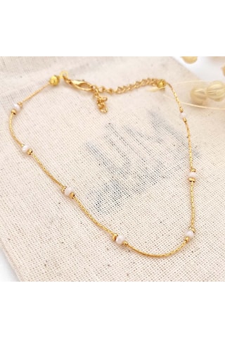 Bracelet de cheville avec perles - Laiton plaqué or