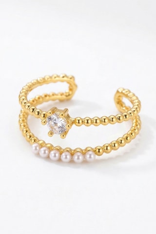 Bague - Plaqué or jaune et zircons