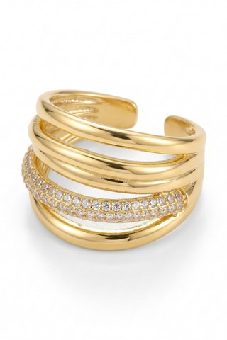 Bague - Plaqué or jaune et zircons