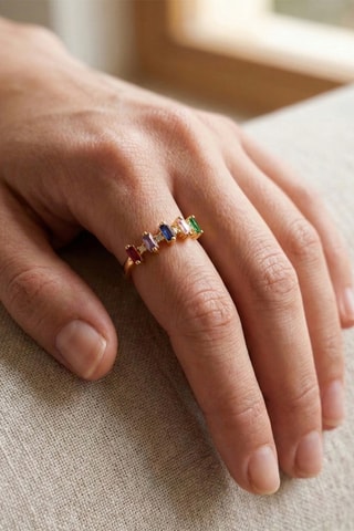 Bague - Plaqué or jaune et zircons