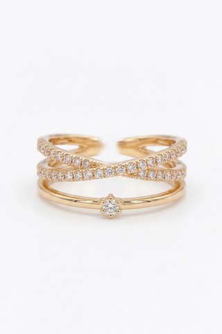 2 bagues - Plaqué or jaune et zircons