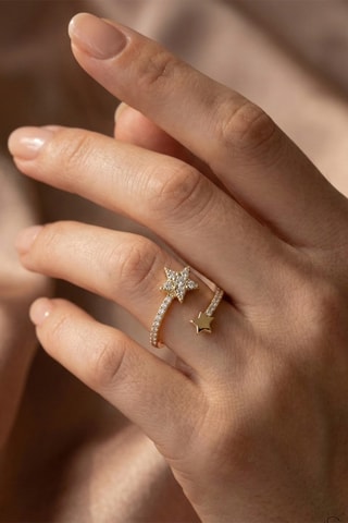 Bague - Plaqué or jaune et zircons