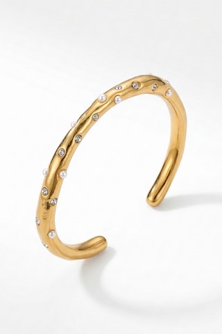 Jonc - Plaqué or jaune et zircons