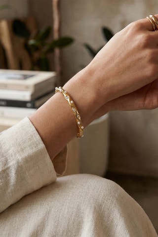 Jonc - Plaqué or jaune et zircons