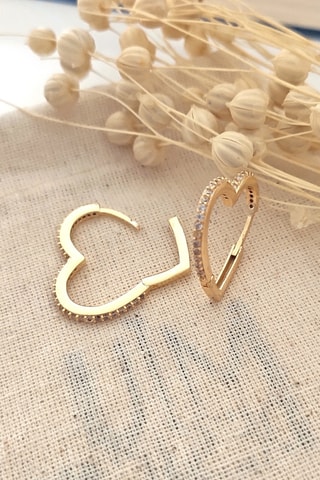 Créoles - Laiton plaqué or fin jaune & zircons