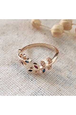 Bague ajustable - Laiton plaqué or & zircons