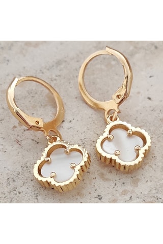 Boucles d'oreilles - Laiton plaqué or - Blanc