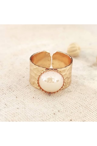 Bague ajustable - Laiton plaqué or & pierre synthétique