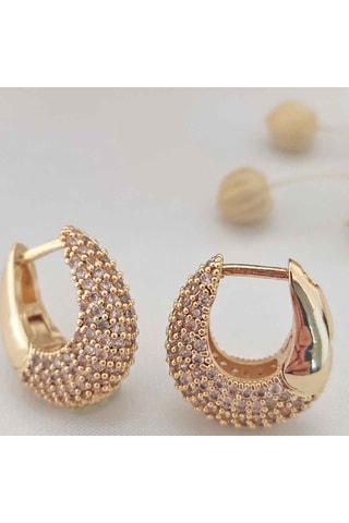 Boucles d'oreilles - Laiton plaqué or & zircons