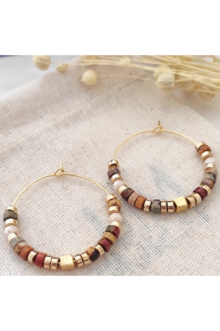 Créoles - Laiton plaqué or & perles