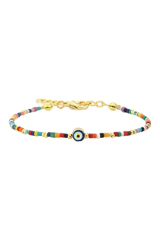 Bracelet œil - Laiton plaqué or & pierres