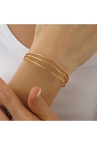 Bracelet ajustable - 3 rangs - Laiton plaqué or