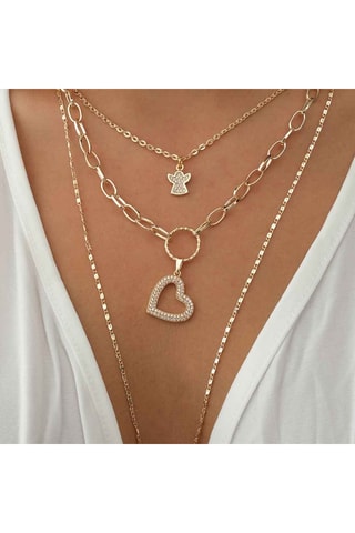 Collier - Laiton plaqué or & zirconiums